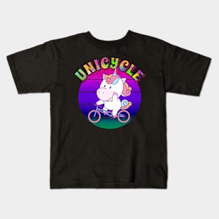 Unicorn On A Bicycle – Unicycle Kids T-Shirt